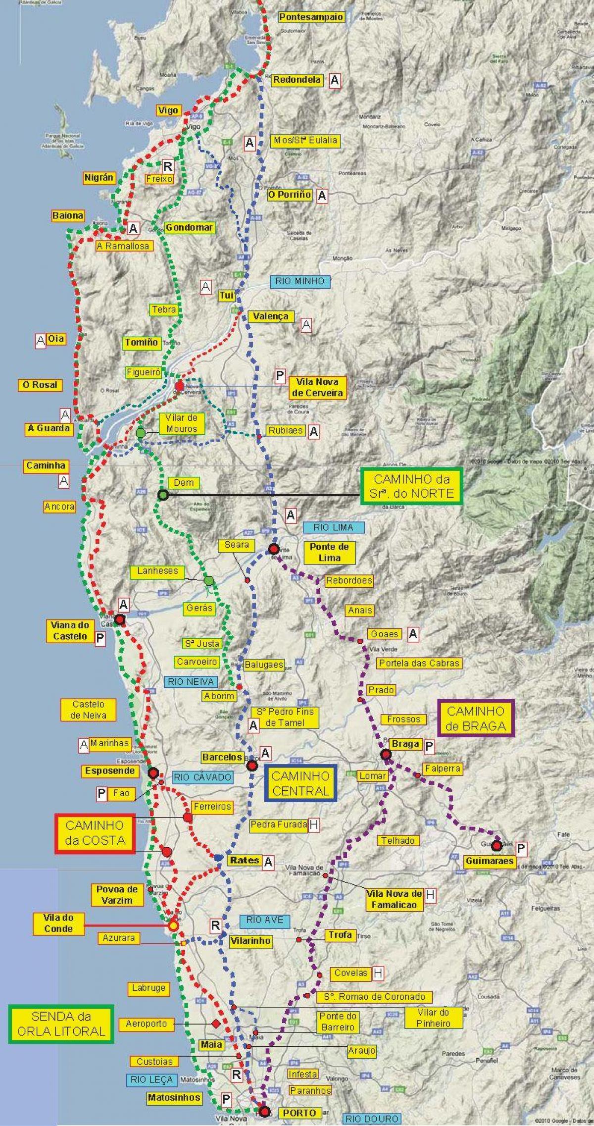 camino Portugues map