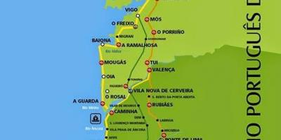 Portuguese camino coastal route map