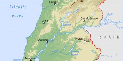 Physical map of Portugal