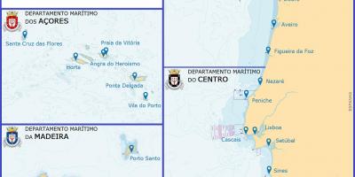 Ports in Portugal on map