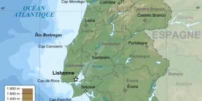 Topographic map of Portugal